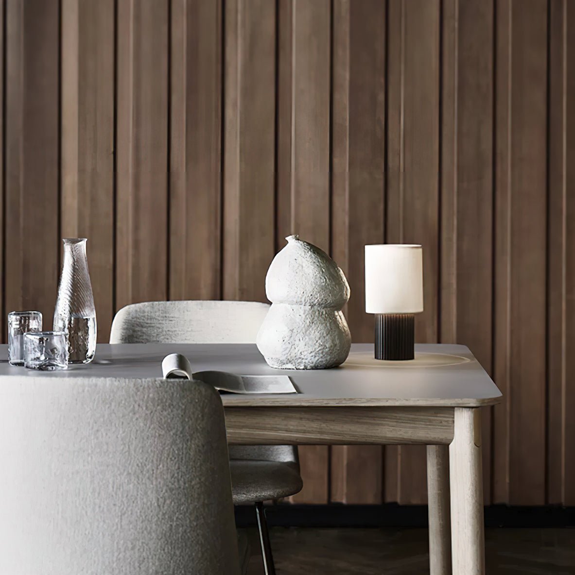 Ripples Wood & Fabric Table Lamp