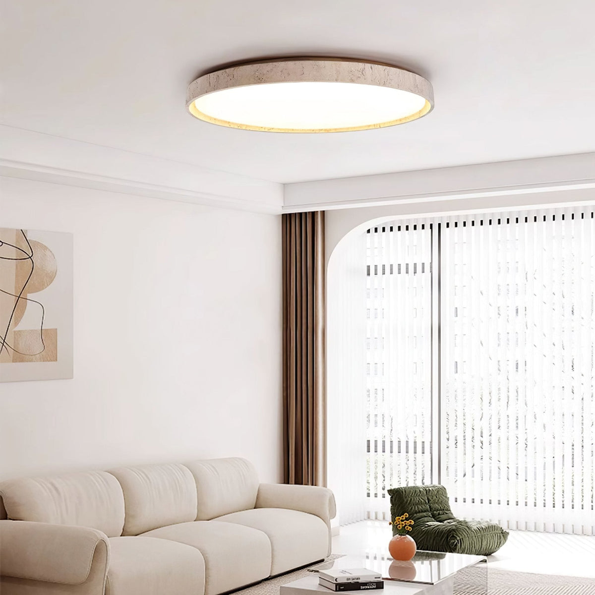 Kathy  Travertine Round Ceiling Light