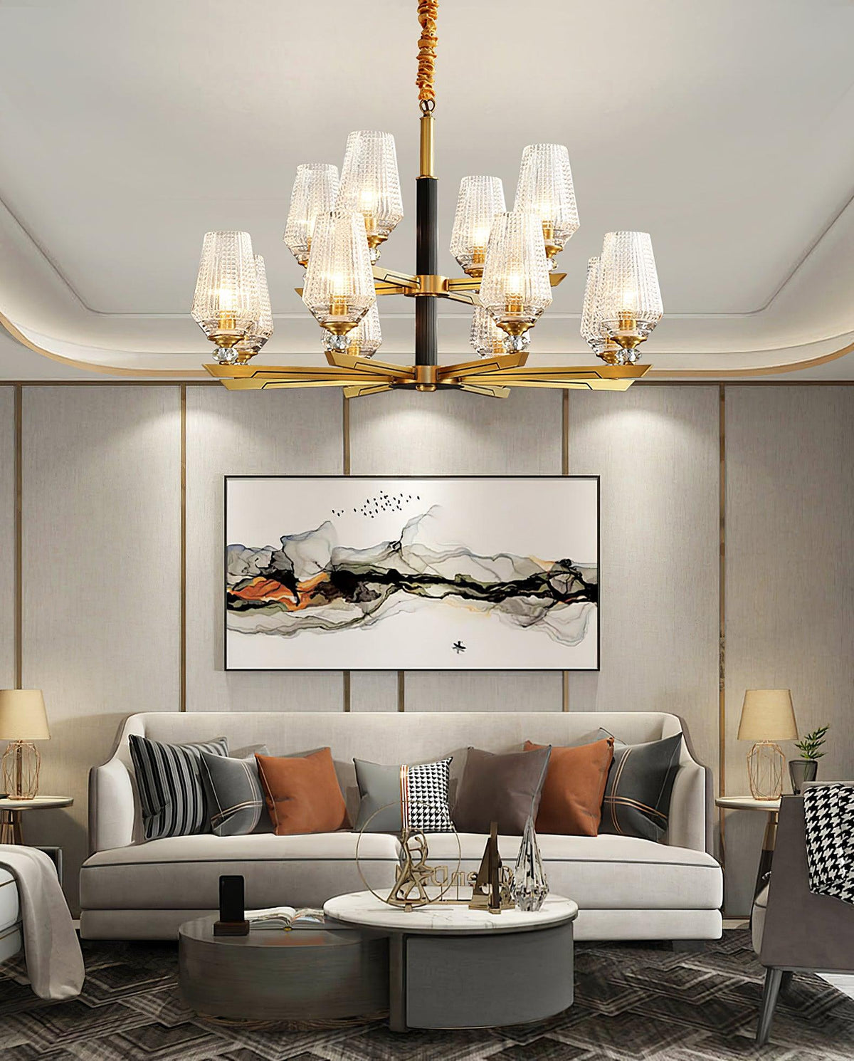 Astra Luxury Hexa Brass Chandelier