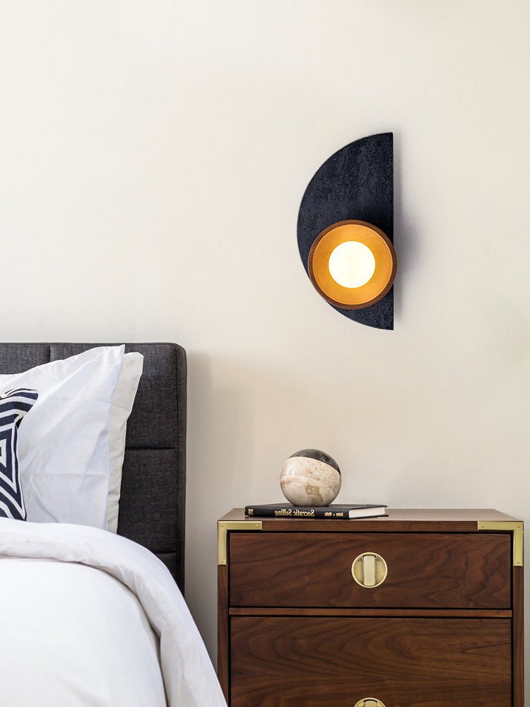 Luca Artistic Wood Travertine Wall Lamp