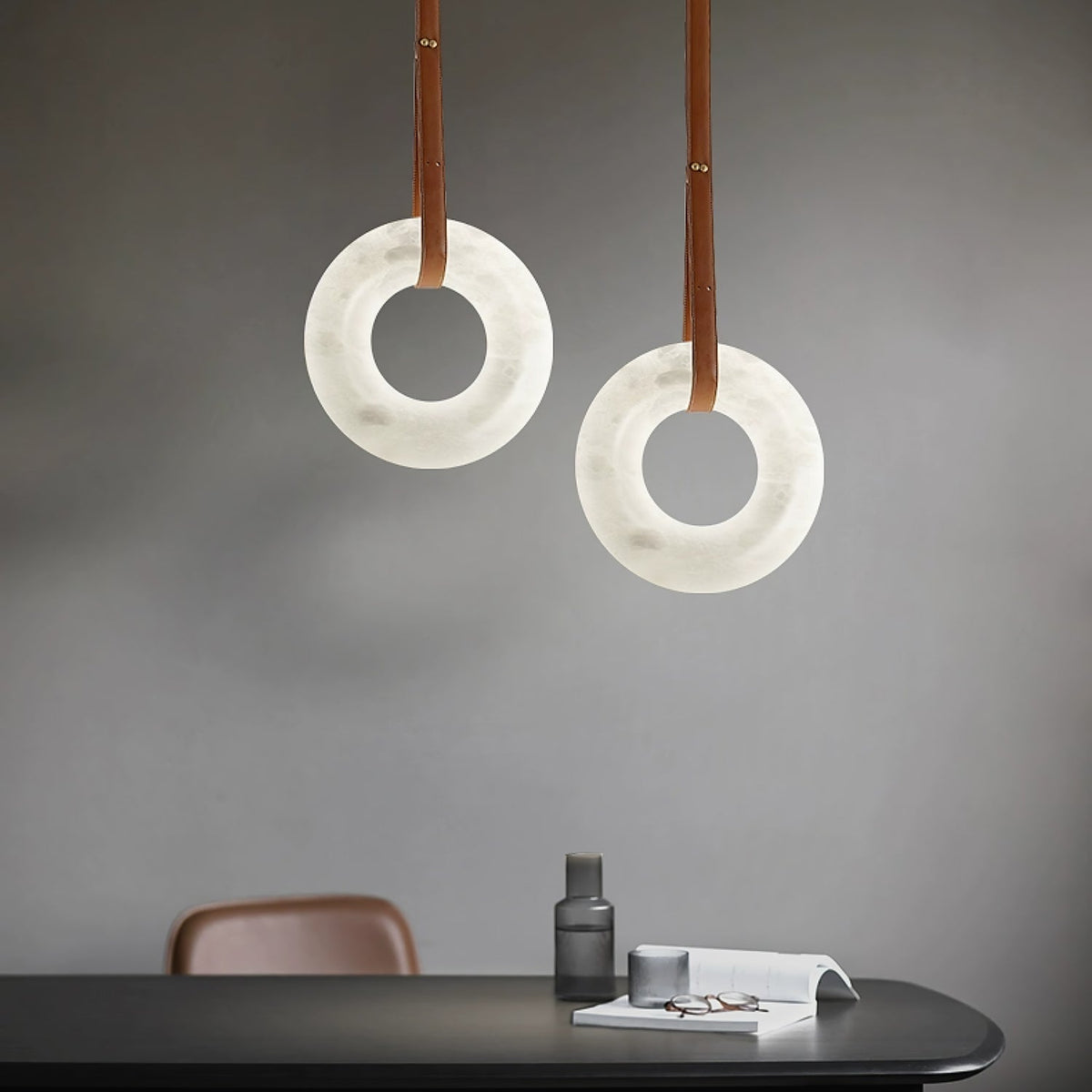 Tarys Alabaster Chandeliers  Ring Leather Strap Version B