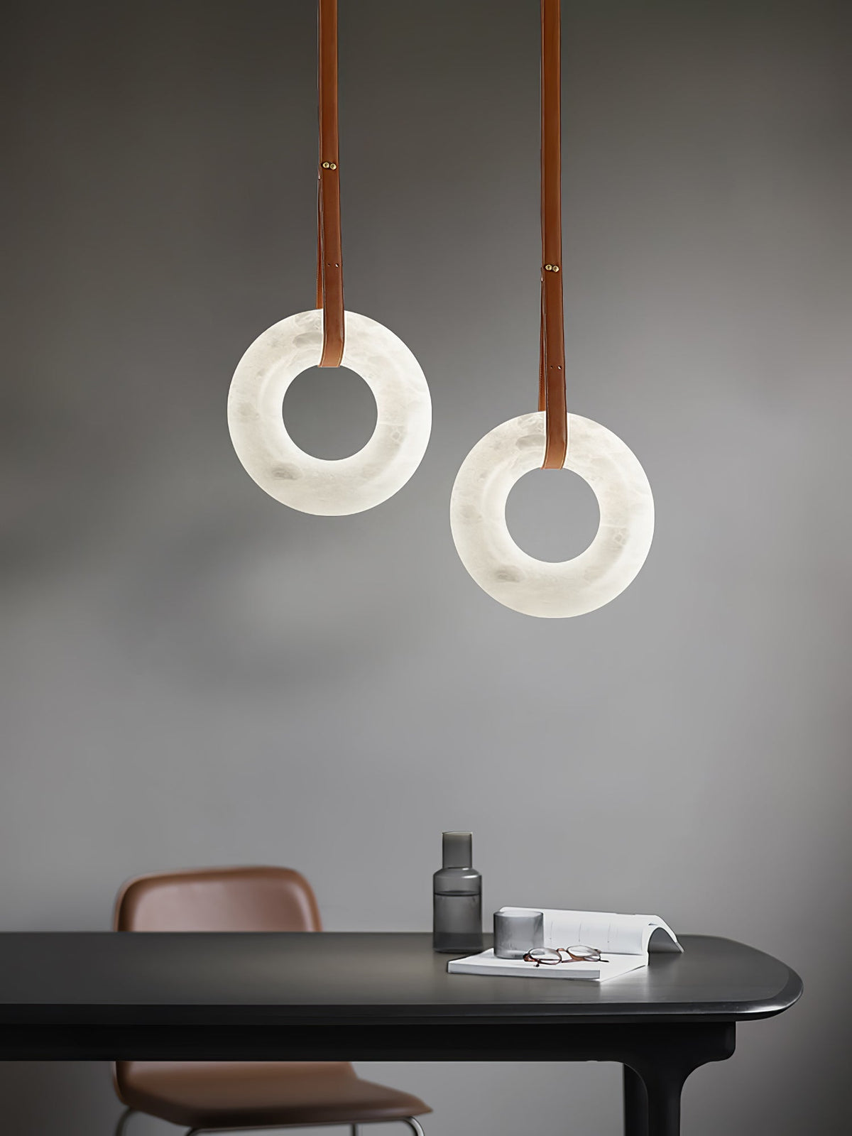 Tarys Alabaster Chandeliers  Ring Leather Strap Version B