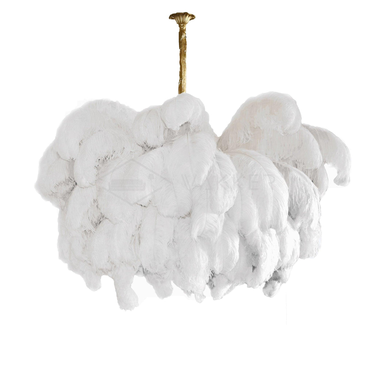Auralira Chandelier Ostrich Feather Large Brass Stem