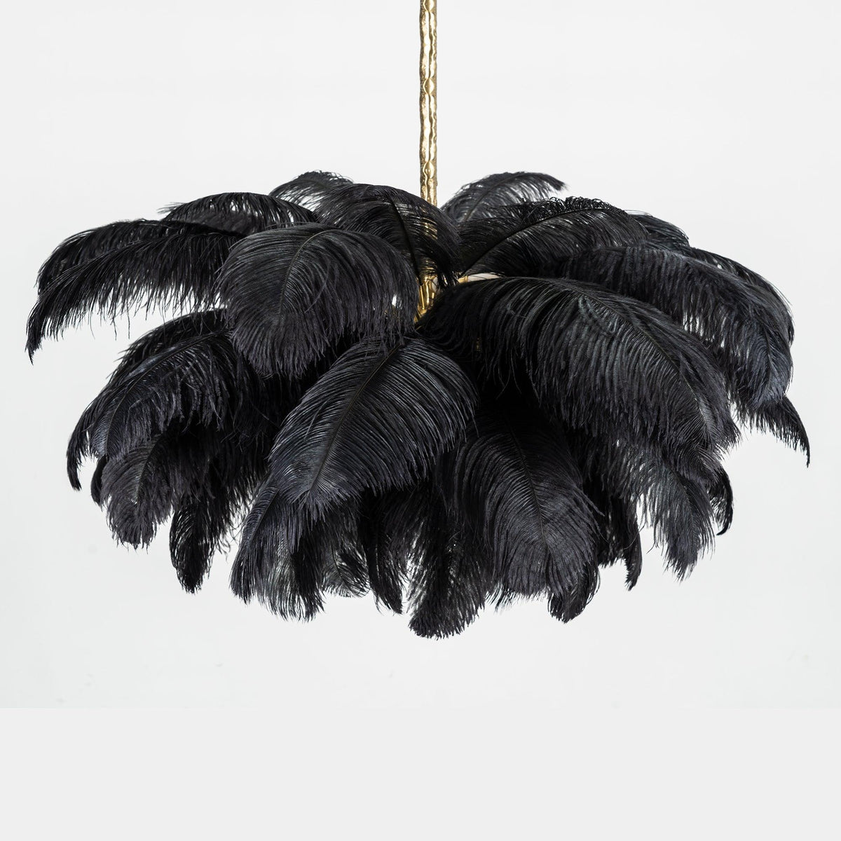 Auralira Chandelier Ostrich Feather Large Brass Stem