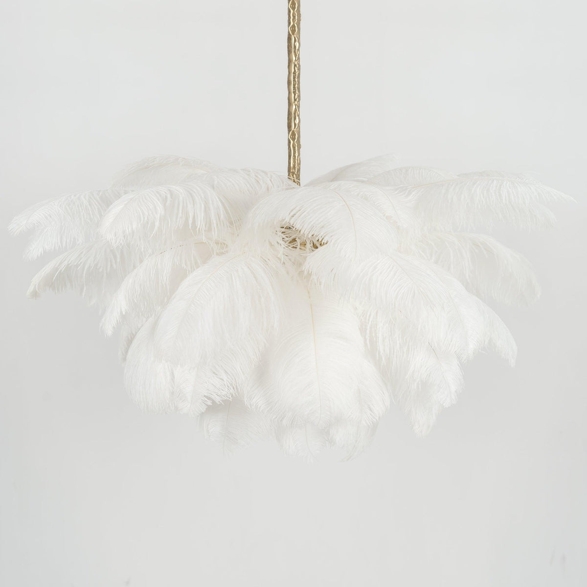 Auralira Chandelier Ostrich Feather Large Brass Stem