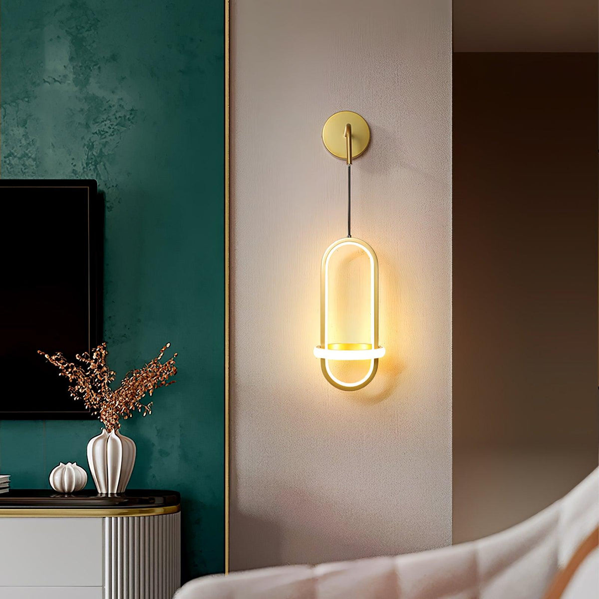 Vivianne Modern Minimalist Oval Brass Wall Light
