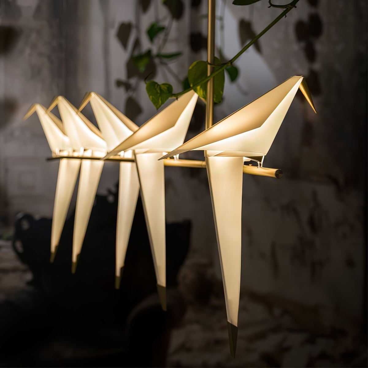 Lunuian Chandelier Paper Crane Bird Sculptural LED