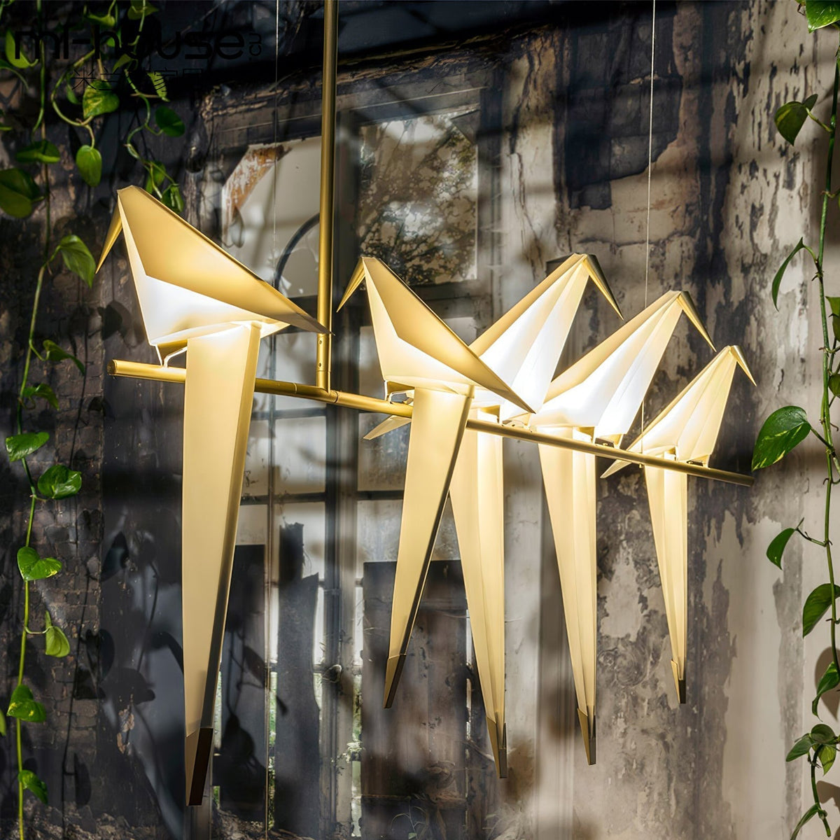 Lunuian Chandelier Paper Crane Bird Sculptural LED