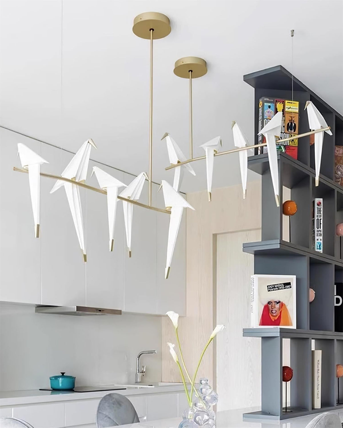 Lunuian Chandelier Paper Crane Bird Sculptural LED