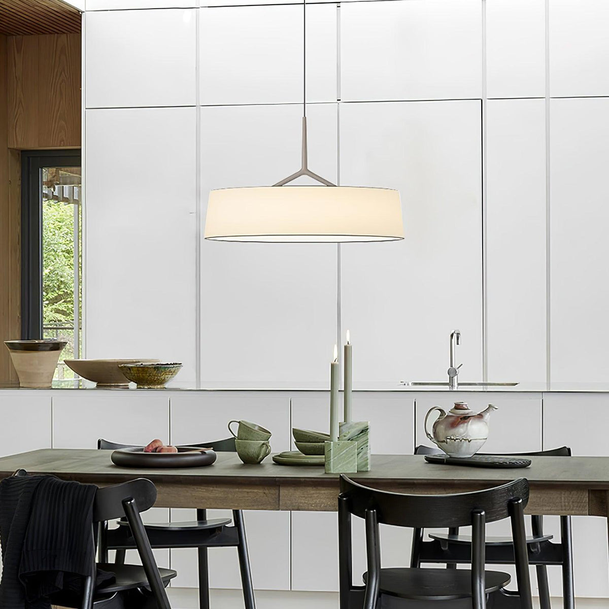 Linisine Cylindrical Fabric Pendant Light