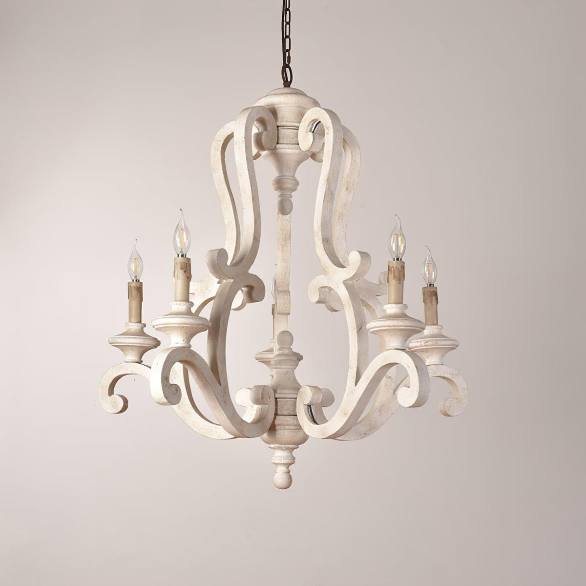 Arixy Chandelier Wooden Candle Mid-Century