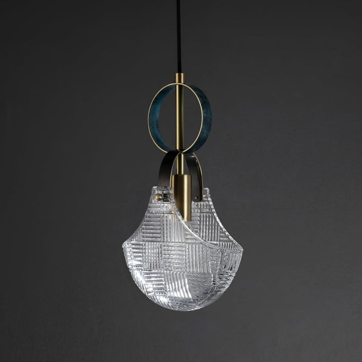 Eirerine Pendant Light Glass Brass Teal