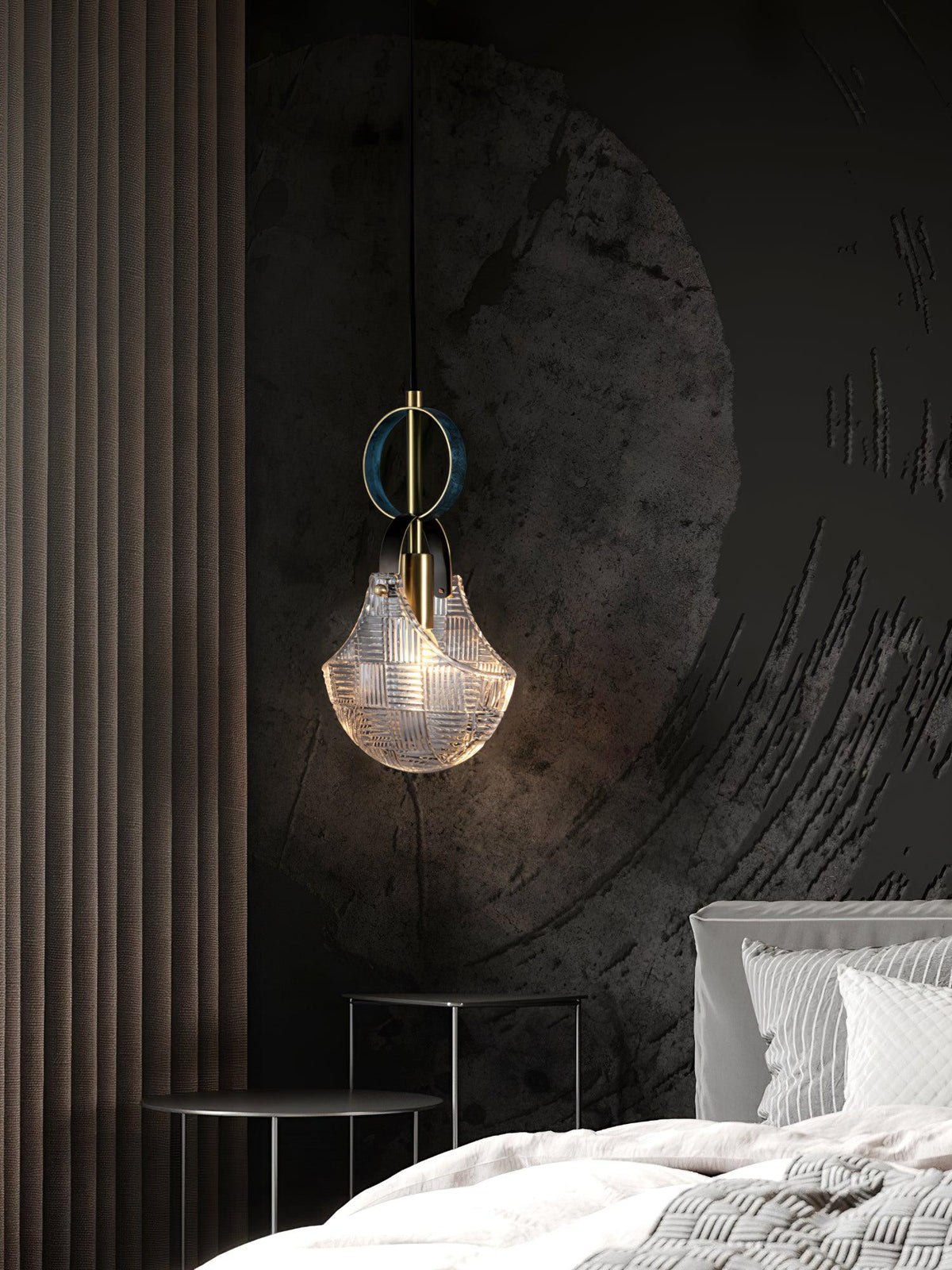 Eirerine Pendant Light Glass Brass Teal