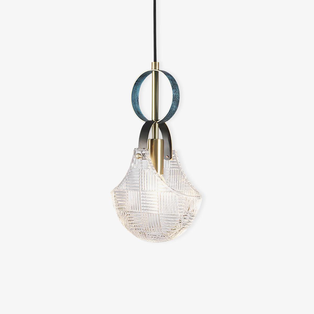 Eirerine Pendant Light Glass Brass Teal