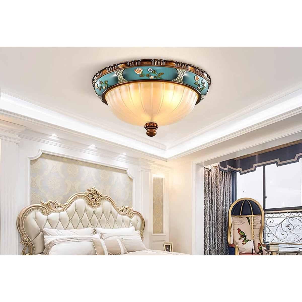 Cexora Pastoral Bowl Resin Glass Ceiling Light