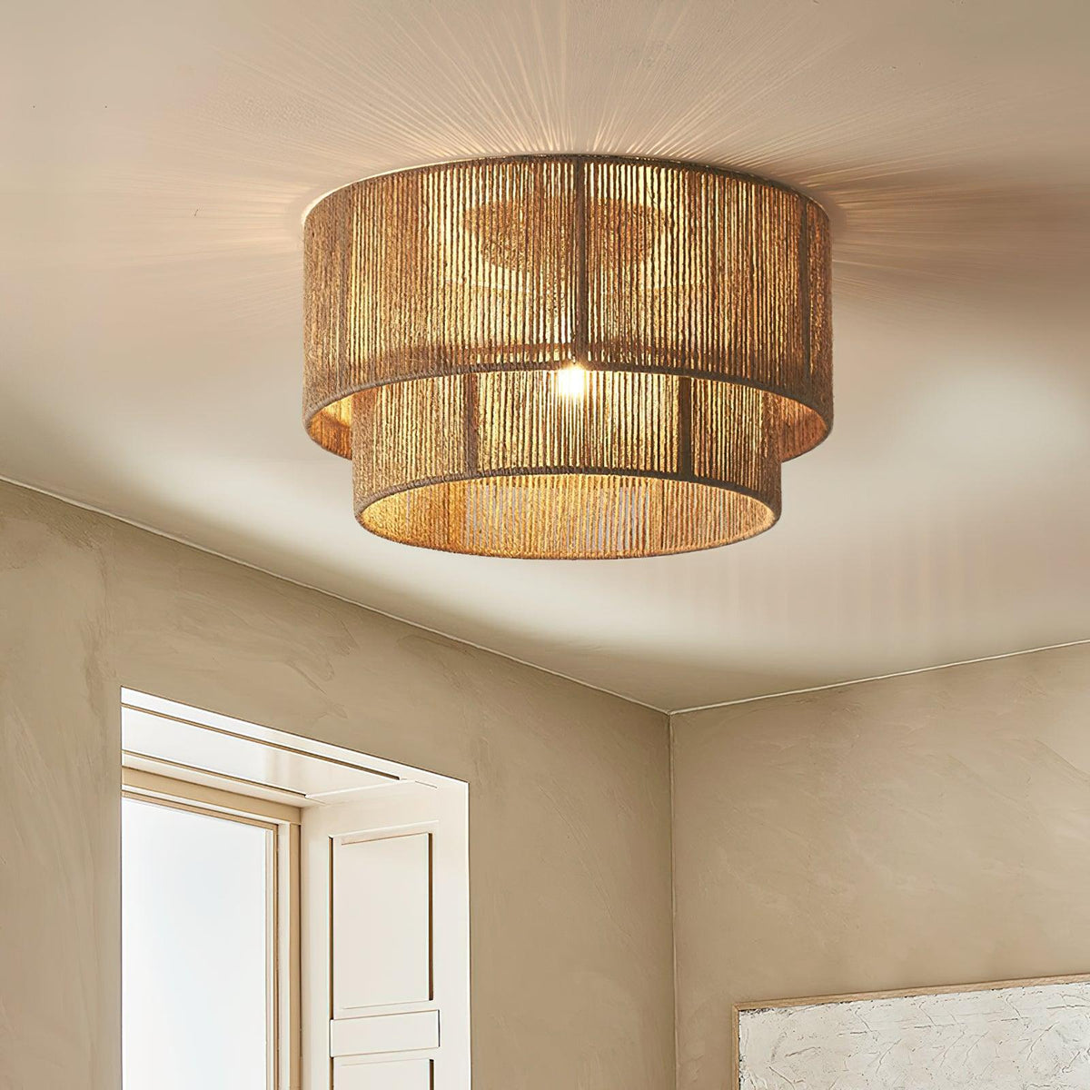 Casora Classic Art Natural Rope Ceiling Light