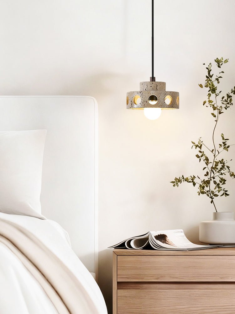 Bria Hollow Natural Yellow Travertine Pendant Lamp