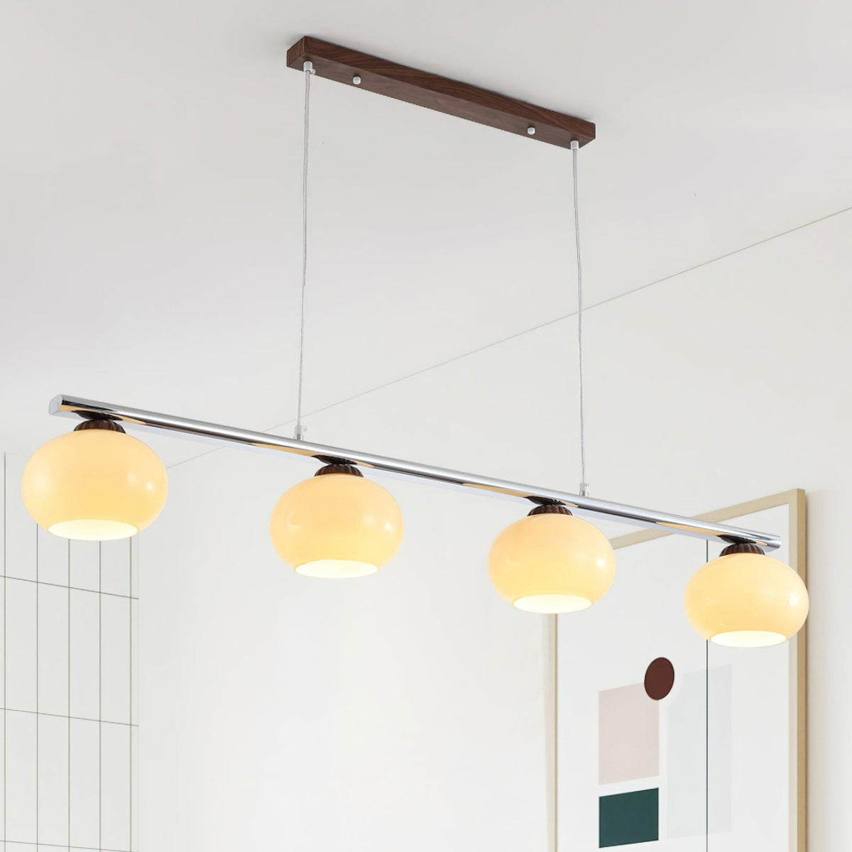Eixu Chandelier Linear Glass Persimmon Shades