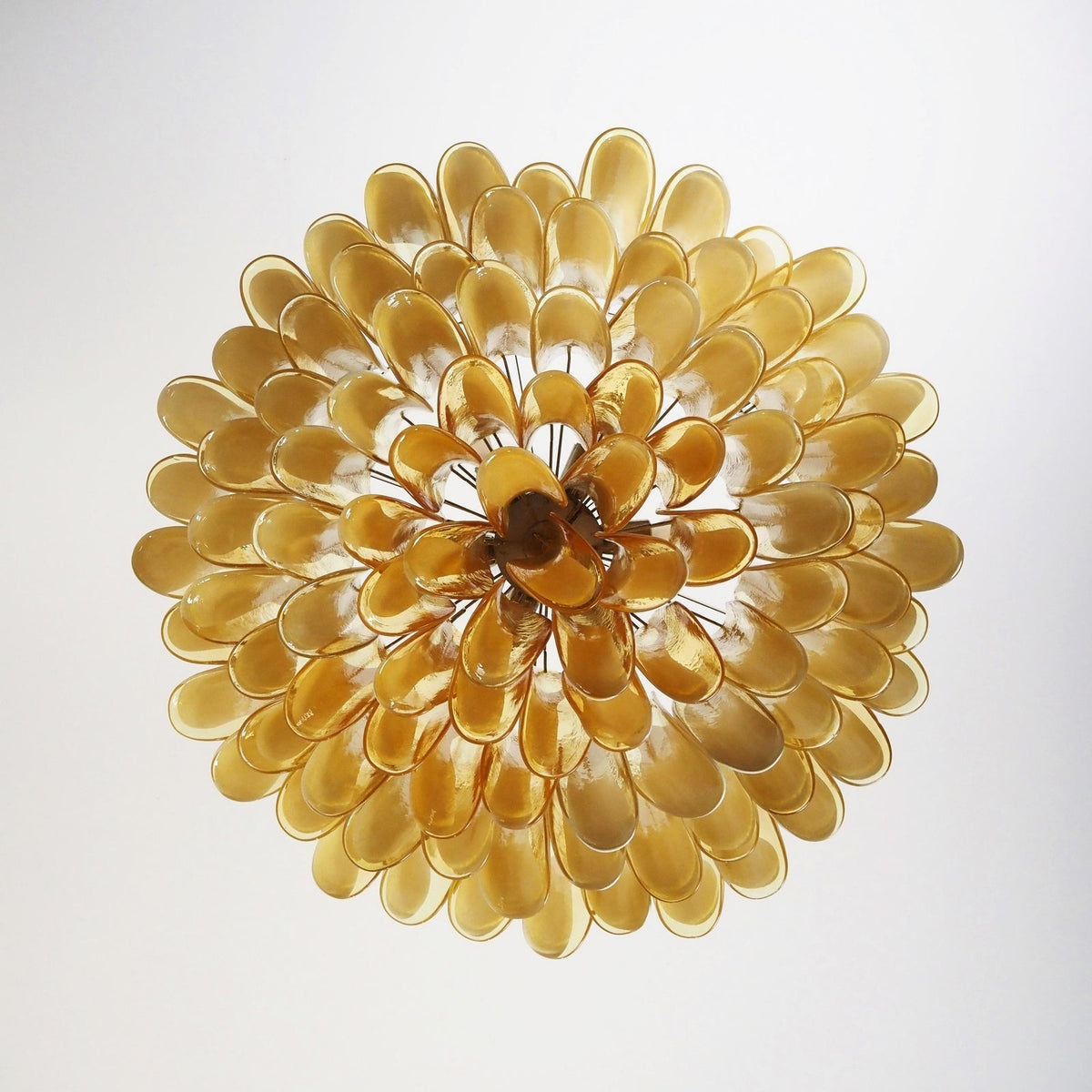 Equvel Chandelier Amber Murano Glass Petal Elegant