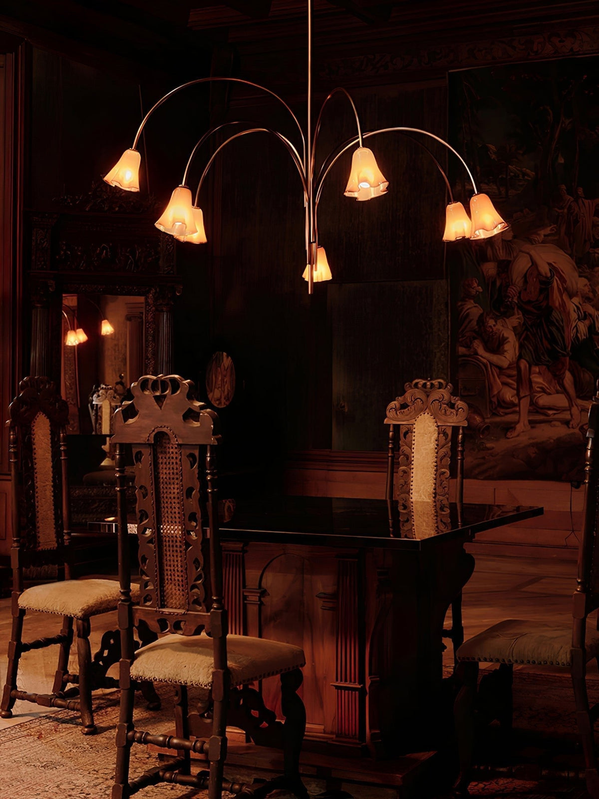 Lioreriel Chandelier Blossom Petal Glass Arms