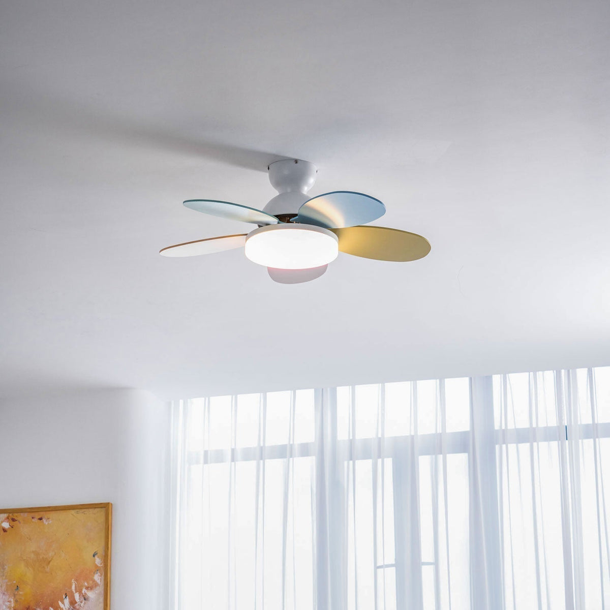 Liora Colorful Wooden Kids Ceiling Fan Light