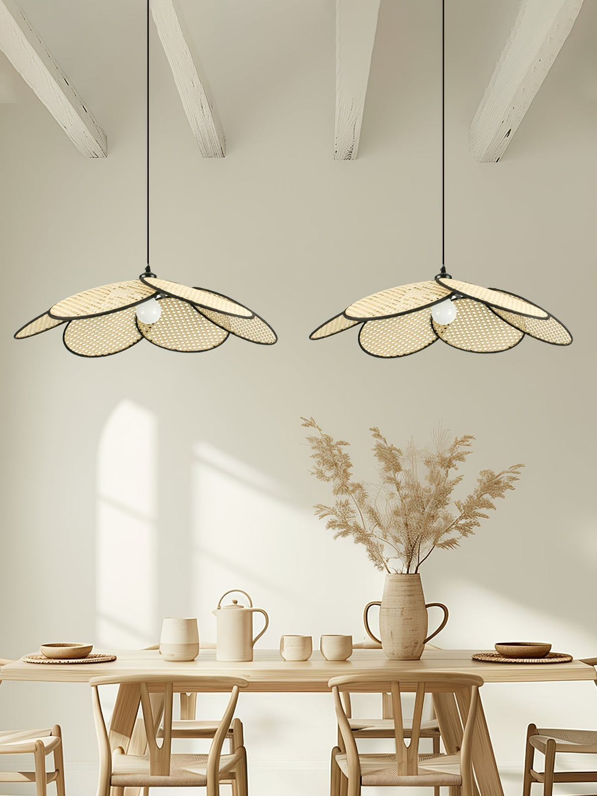 Vemarora Premium Elegance Petals Rattan Fabric Pendant Lamp