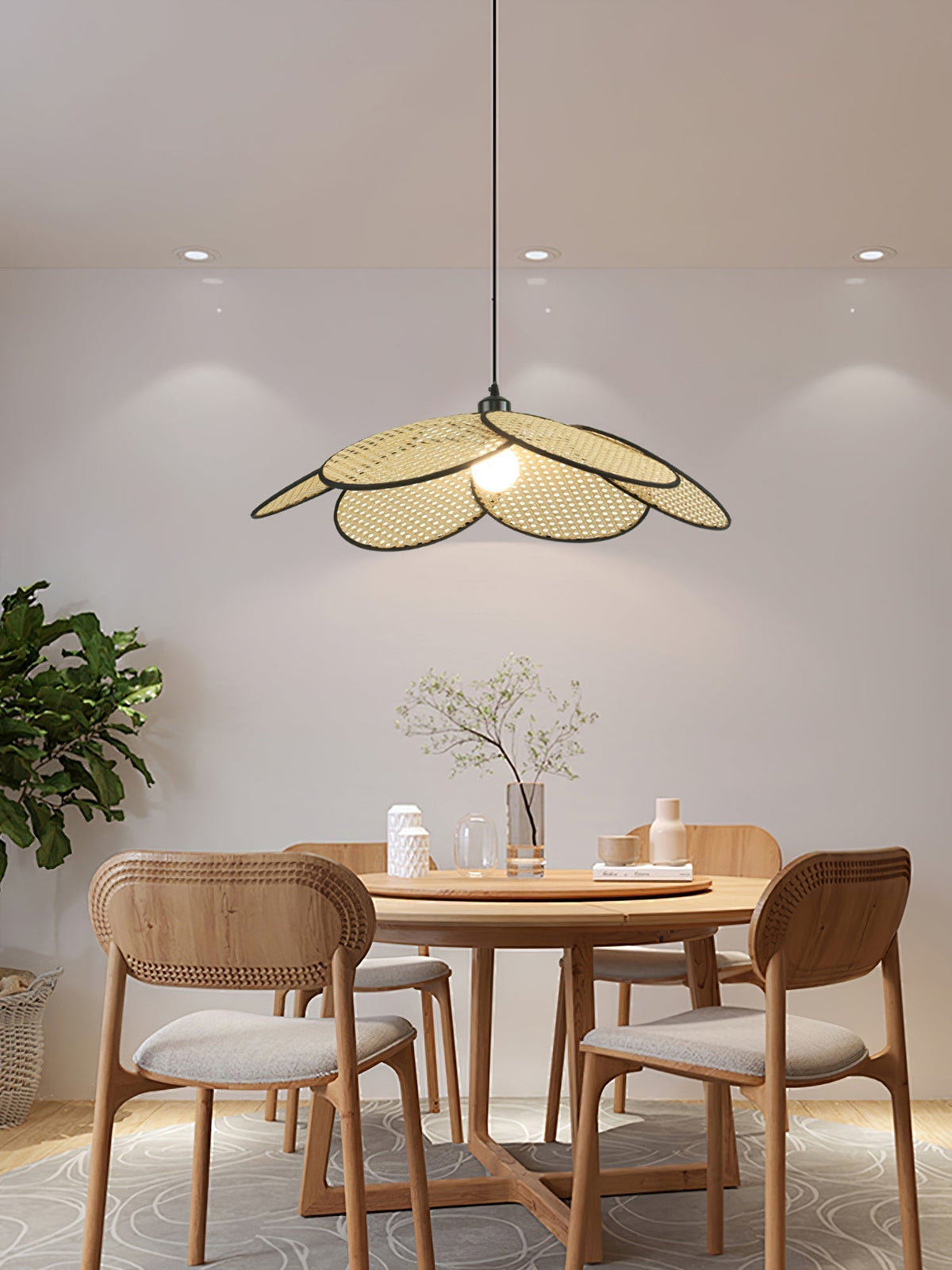 Vemarora Premium Elegance Petals Rattan Fabric Pendant Lamp
