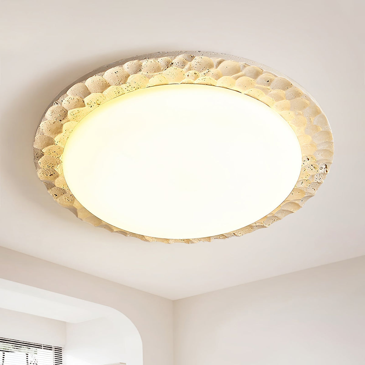 Cascade Travertine Carved Ceiling Light