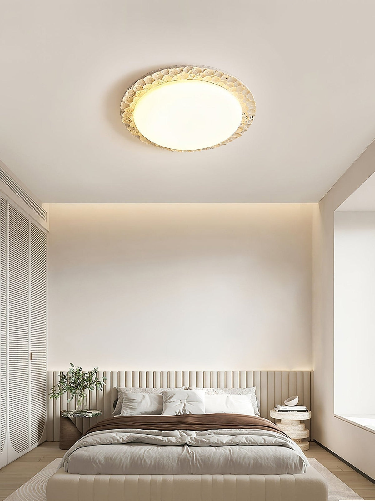 Cascade Travertine Carved Ceiling Light