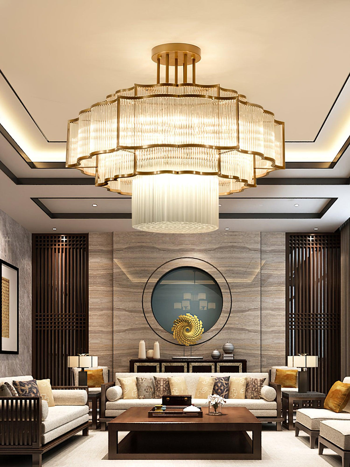 Eirelaine Chandelier Gold Black Glass
