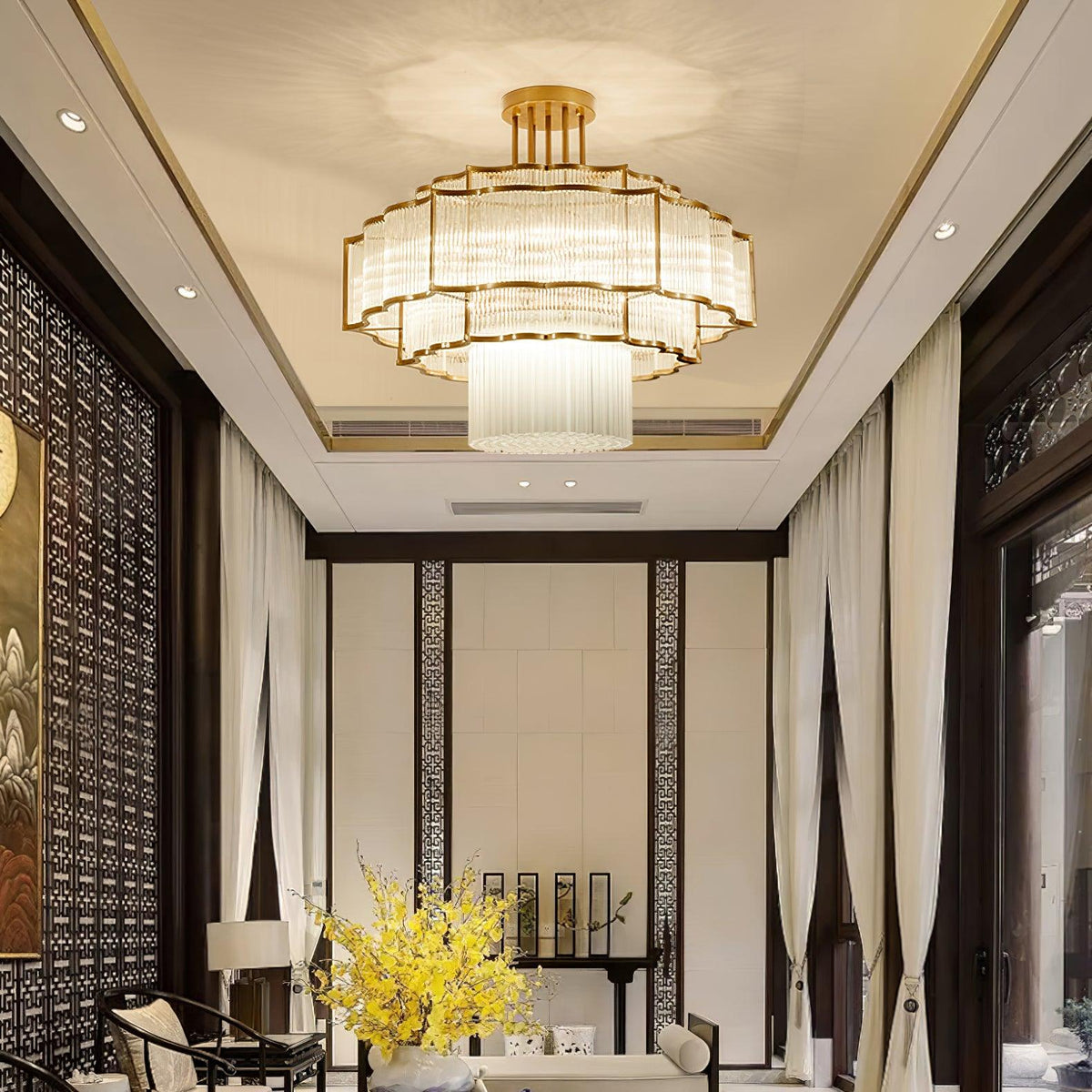 Eirelaine Chandelier Gold Black Glass