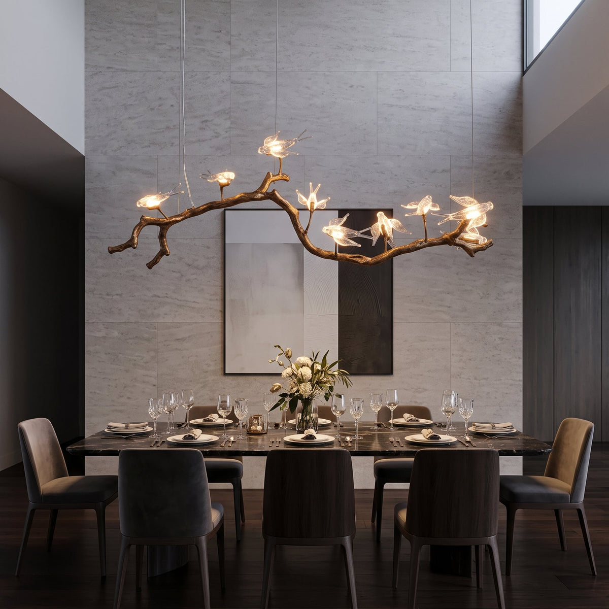 Dovemere Branch Bird Linear Chandelier