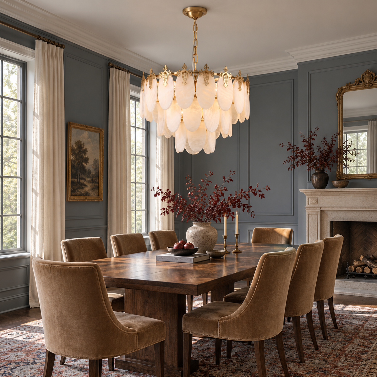 Fallowstone Botanical Alabaster Chandelier
