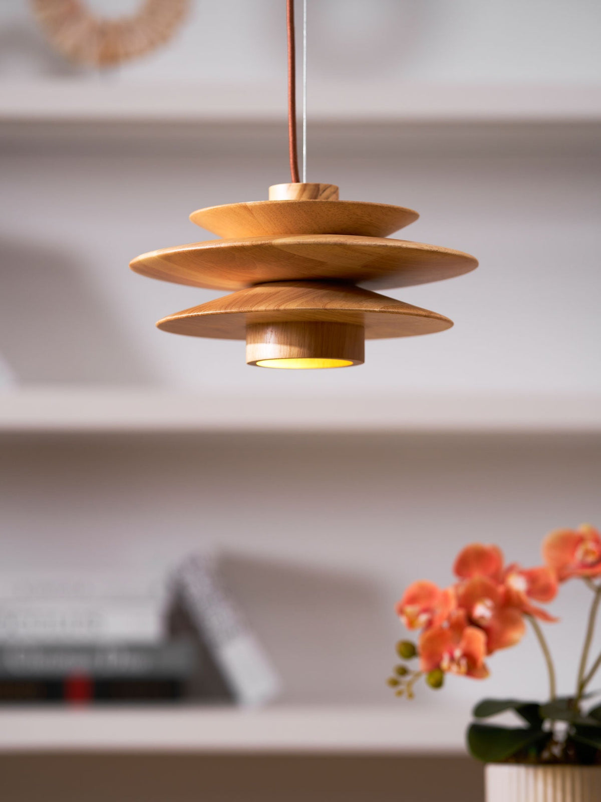 Hoko Wooden Disc Pendant Light