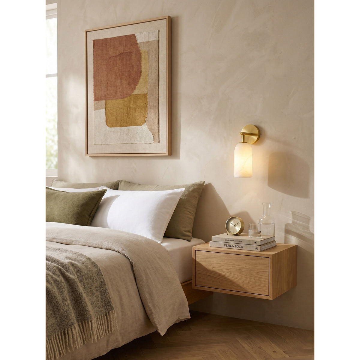 Zowen Pillar Alabaster Indoor Wall Light