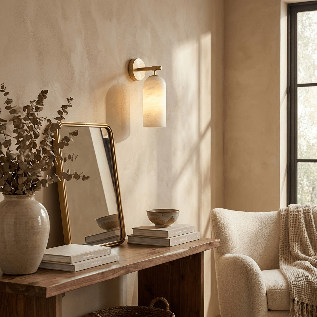 Zowen Pillar Alabaster Indoor Wall Light