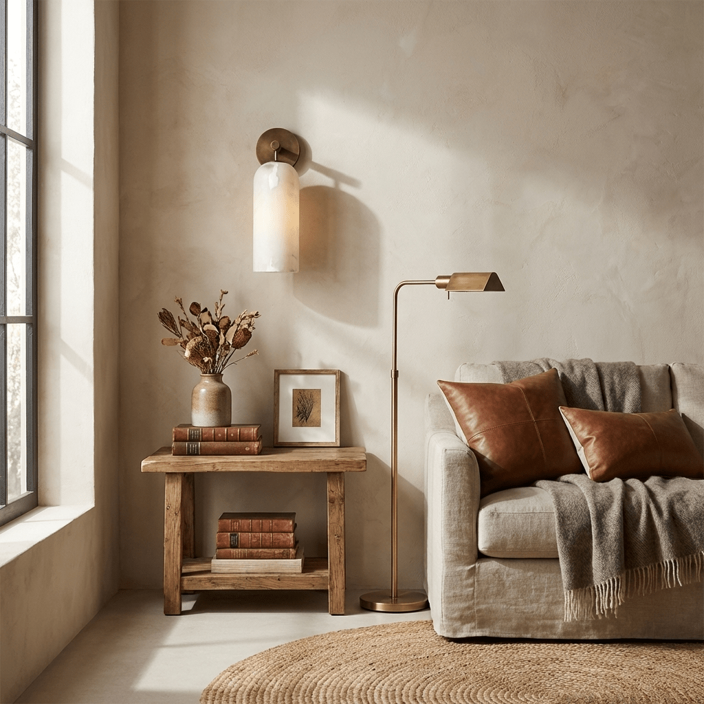 Posha Pillar Alabaster Indoor Wall Light