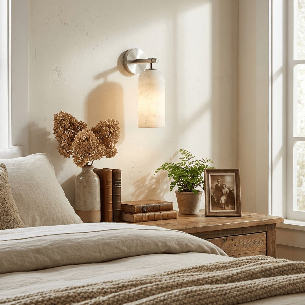Posha Pillar Alabaster Indoor Wall Light