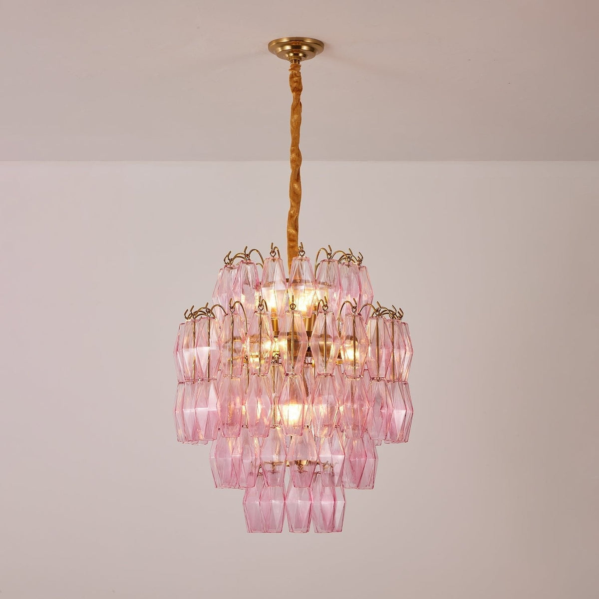 Celenine Chandelier Pink Murano Glass Layered Glam