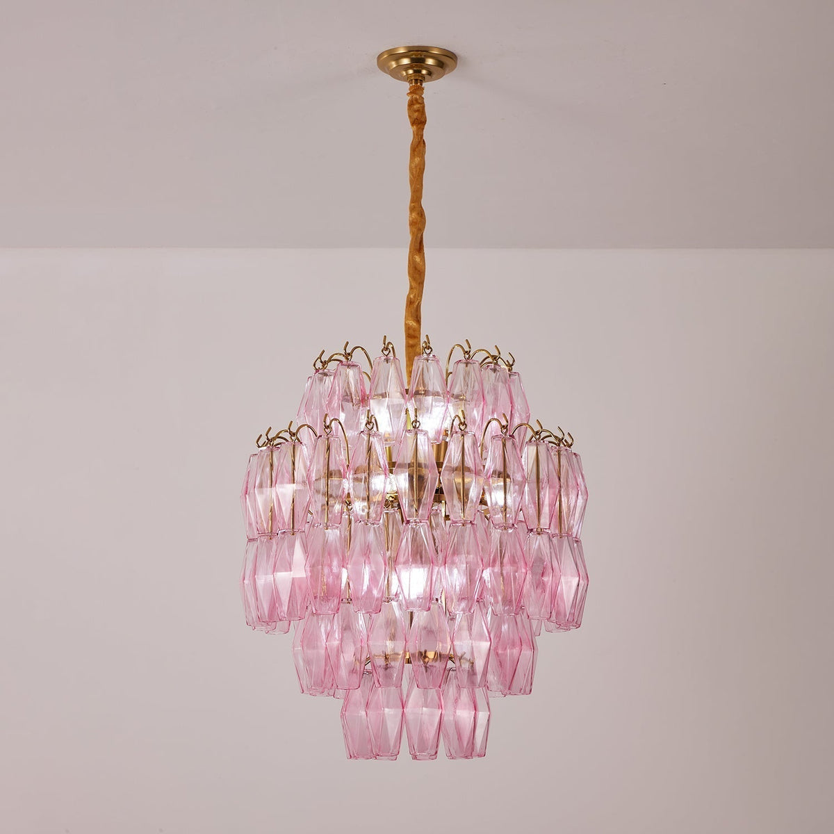 Celenine Chandelier Pink Murano Glass Layered Glam