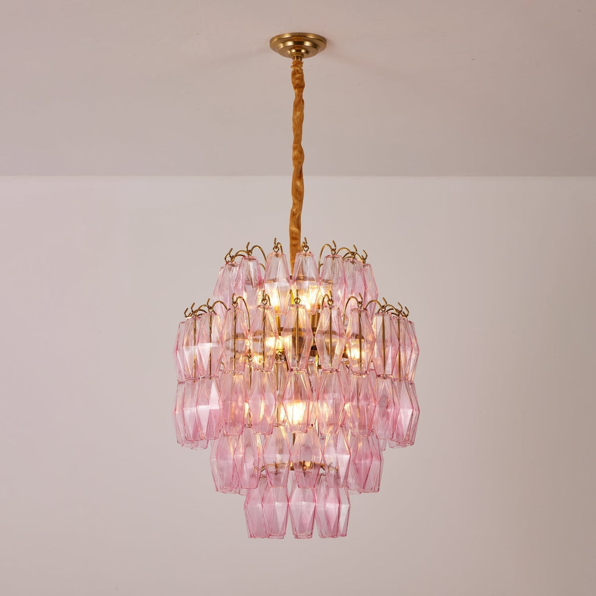Celenine Chandelier Pink Murano Glass Layered Glam