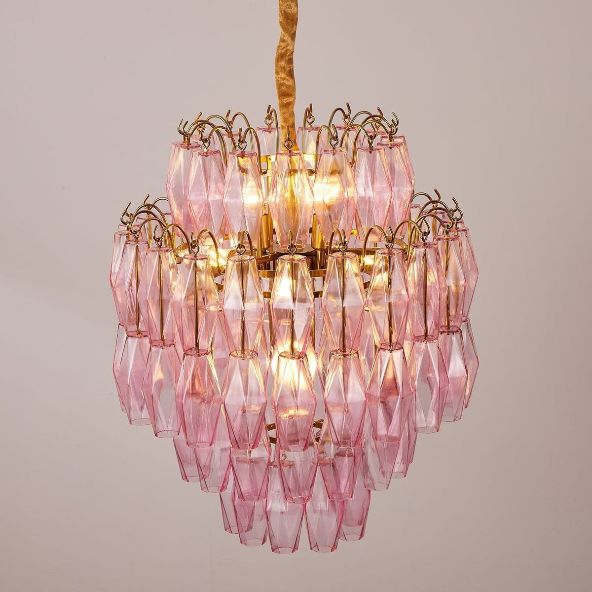 Celenine Chandelier Pink Murano Glass Layered Glam