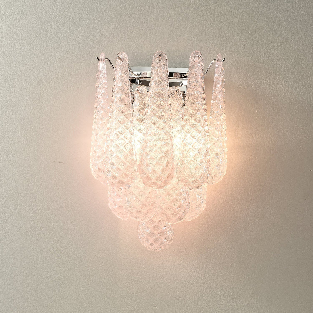 Eirelora Wall Sconce Pink Waffle Glass Modern