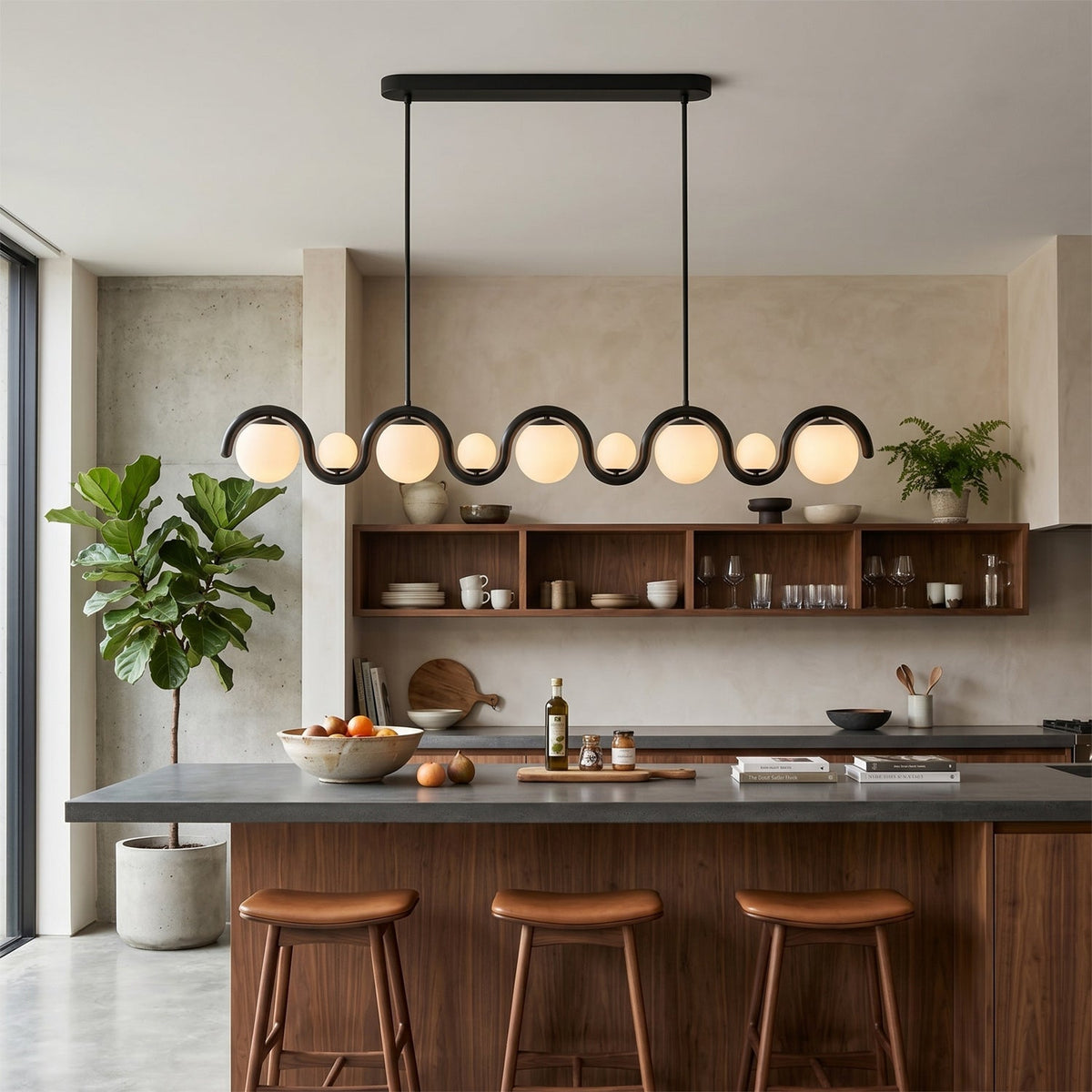 Ashcombe Opal Glass Linear Chandelier