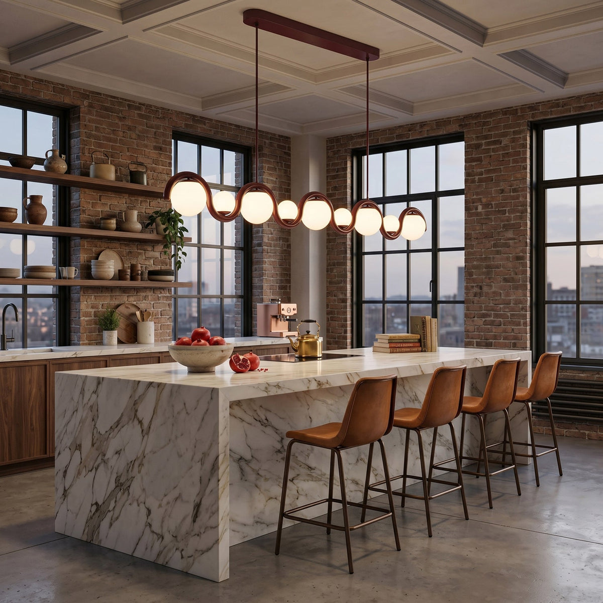 Ashcombe Opal Glass Linear Chandelier