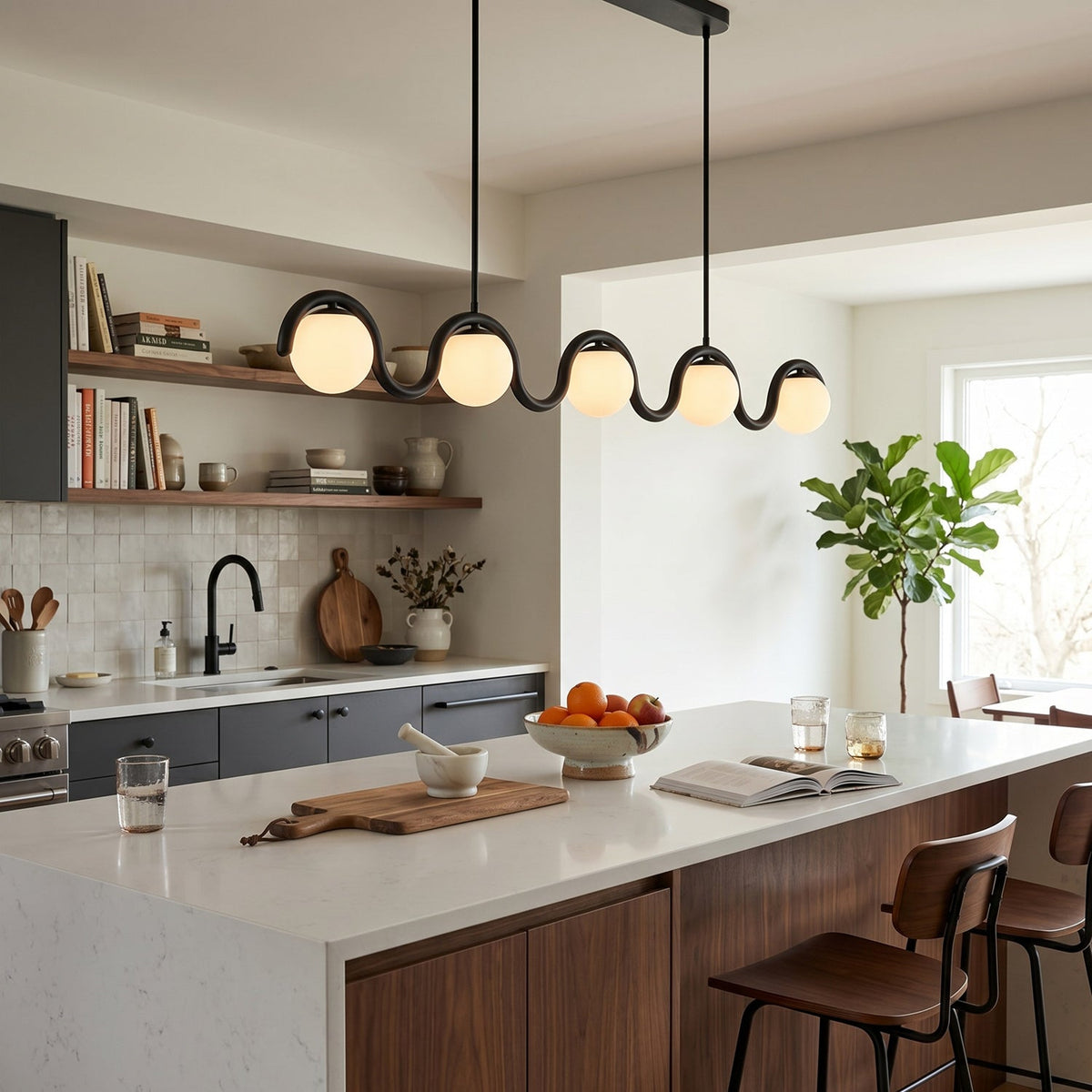 Ashcombe Opal Glass Linear Chandelier
