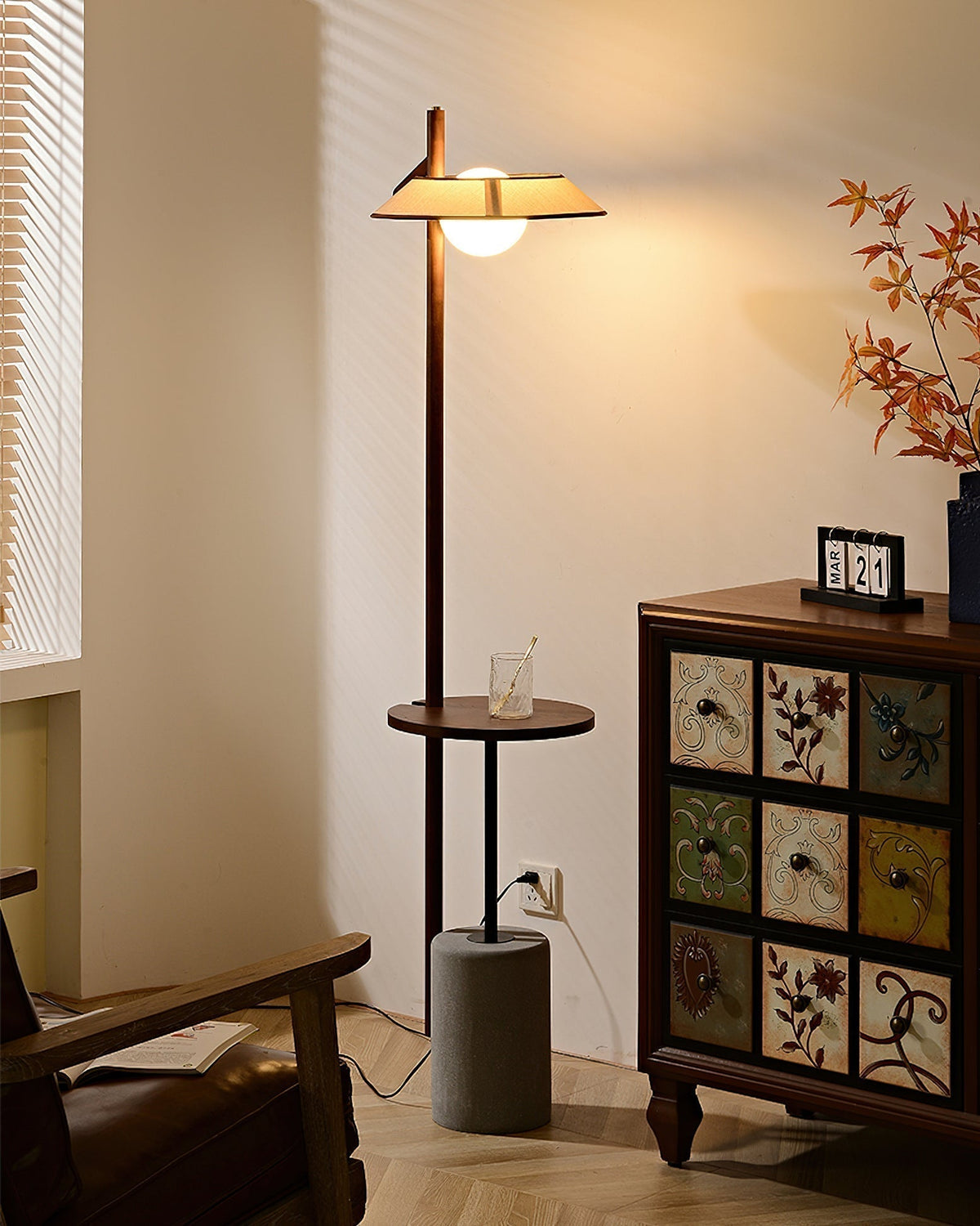 Mirz Minimalist Walnut Wood Floor Lamp