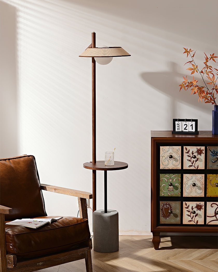 Mirz Minimalist Walnut Wood Floor Lamp