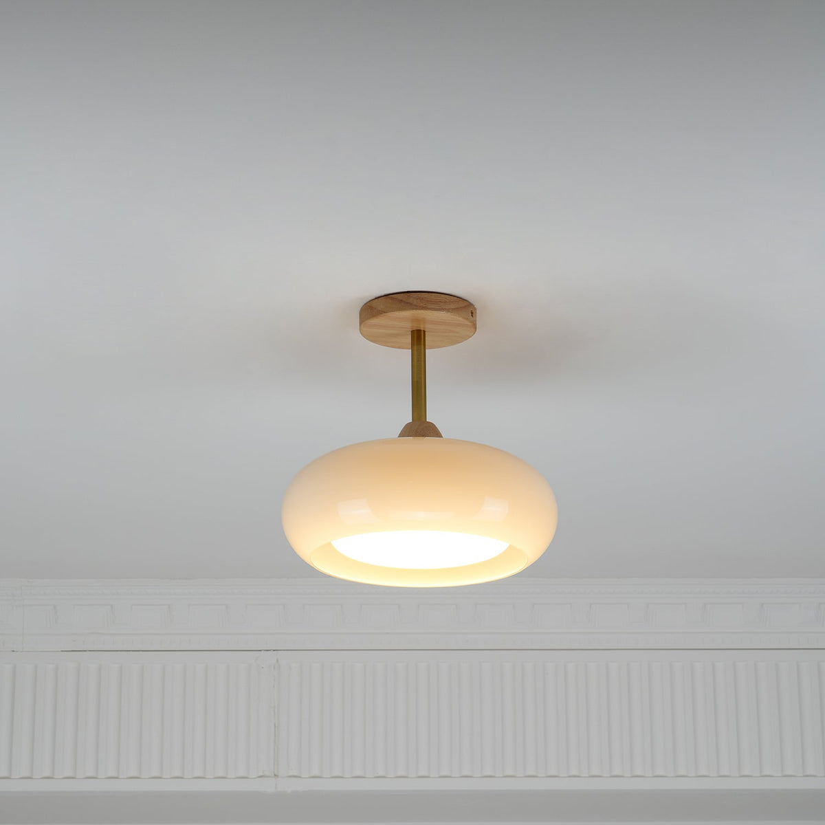Thalia Flush Mount Ceiling Light Glass Wood &Orange&White