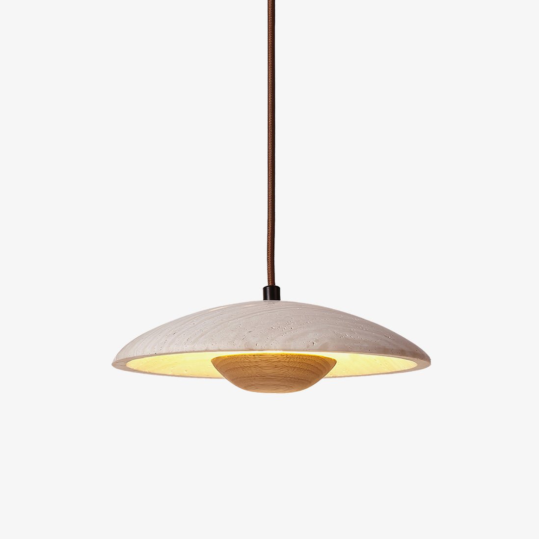 Nadine Wide-Brim Travertine Pendant Light